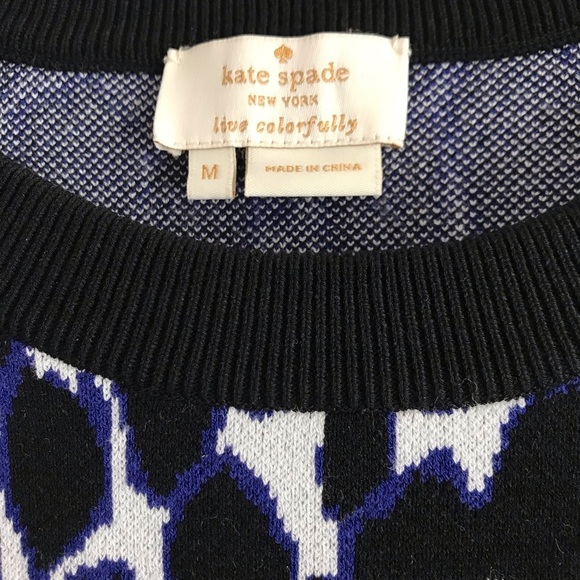 Kate Spade | Leopard Print Pullover Sweater Top Womens M Blue Knit Stretch - Picture 12 of 12